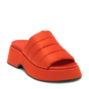GANNI Retro Pool Platform Puffy Slide Sandals in Orange Dot Com  MSRP $325